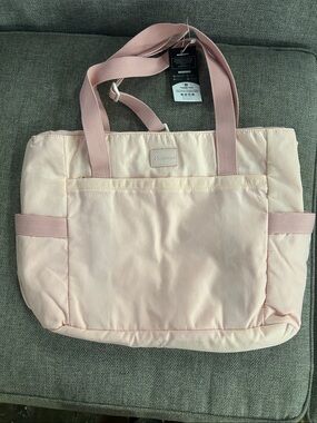 MODOKER Blush Pink Quilted Tote with Dual Straps